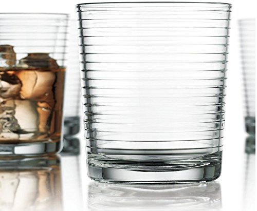 Set Of 18 Drinking Glasses, Includes 6-17 Oz. Highball Glasses, 6-13 Oz. Rock Glasses, 6-7 Oz. Juice Glasses, Ribbed Glasses, For Cocktail, Water, Juice. Dishwasher Safe #TOP5