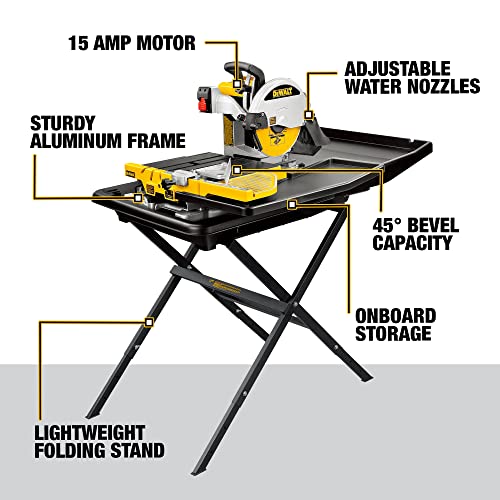 DEWALT Wet Tile Saw with Stand, 10Inch, Corded (D24000S) • The Heavy