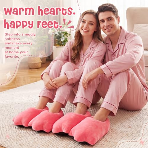 Image of Meanplan Duck Slippers, Winter Feet Slippers Yellow Cartoon Shoes Fluffy Claw Paw Shoes Halloween Party Gift