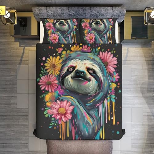 Funda de edredón con estampado 3D Faultierss microfibra cómoda 8