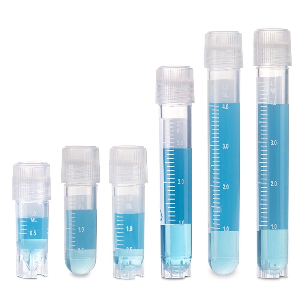 Globe Scientific RingSeal Cryogenic Vials, 3032-1, 1.0ml, Sterile, External Threads, Attached Screwcap with O-Ring Seal, 500/Case