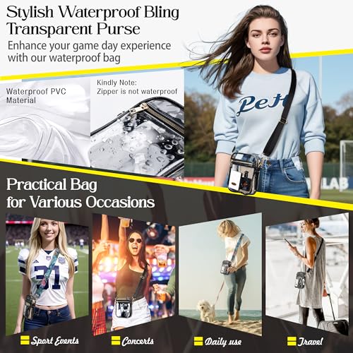 Clear Bag Stadium Approved Crossbody: Bling Purse for Women - Small Concert Bag Under 12x6x124