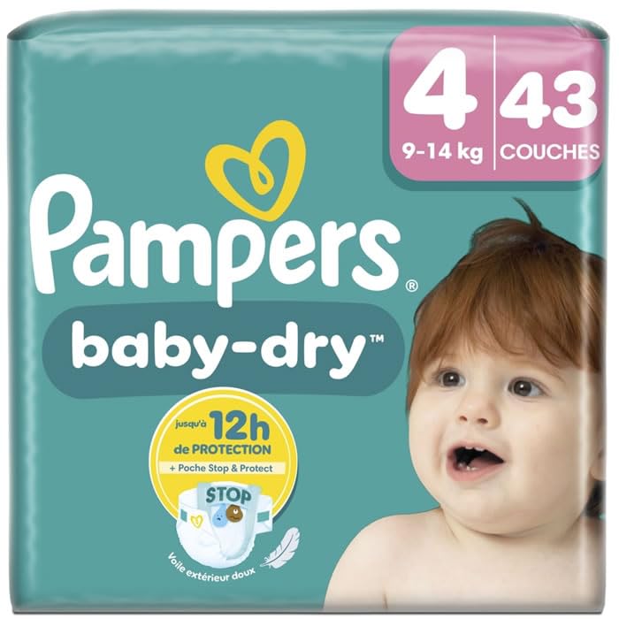 Pampers Baby-Dry Taille 4 protège la peau sensible de votre bébé de 9-14kg