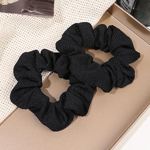 Image of Ivyu Hair Scrunchies for Women - Hair Ties No Damage Both for Thick Hair or Thin Hair Curl Hair No Crease Black Scrunchies Ponytail Holder No Hurt Your Hair