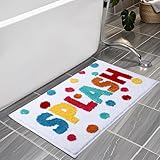 HAIWAOO Splash Bathroom Rugs 17x24,Soft, Absorbent & Non Slip Bath Rug, Machine Washable with Colorful Letter Designs Bath Mats for Bathroom, Tub, Shower or Sink,Home Decor Accessories
