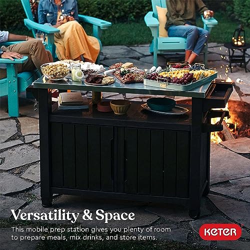Keter 229369 Outdoor Rolling Table Cart For Food Prep, Storage, Bar & Grill thumb #6