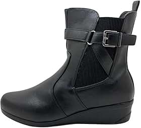 Bota Feminina Cano Médio Com Fivela Lateral Anabela