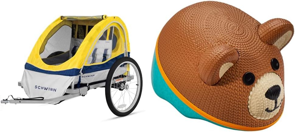 Schwinn Echo Child Bike Trailer and Teddy Bear Kids Bike Helmet Bundle