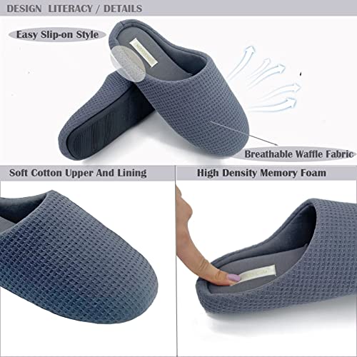 Womens Cotton Lightweight House Slippers With Memory Foam, Washable & Cozy Slip On3