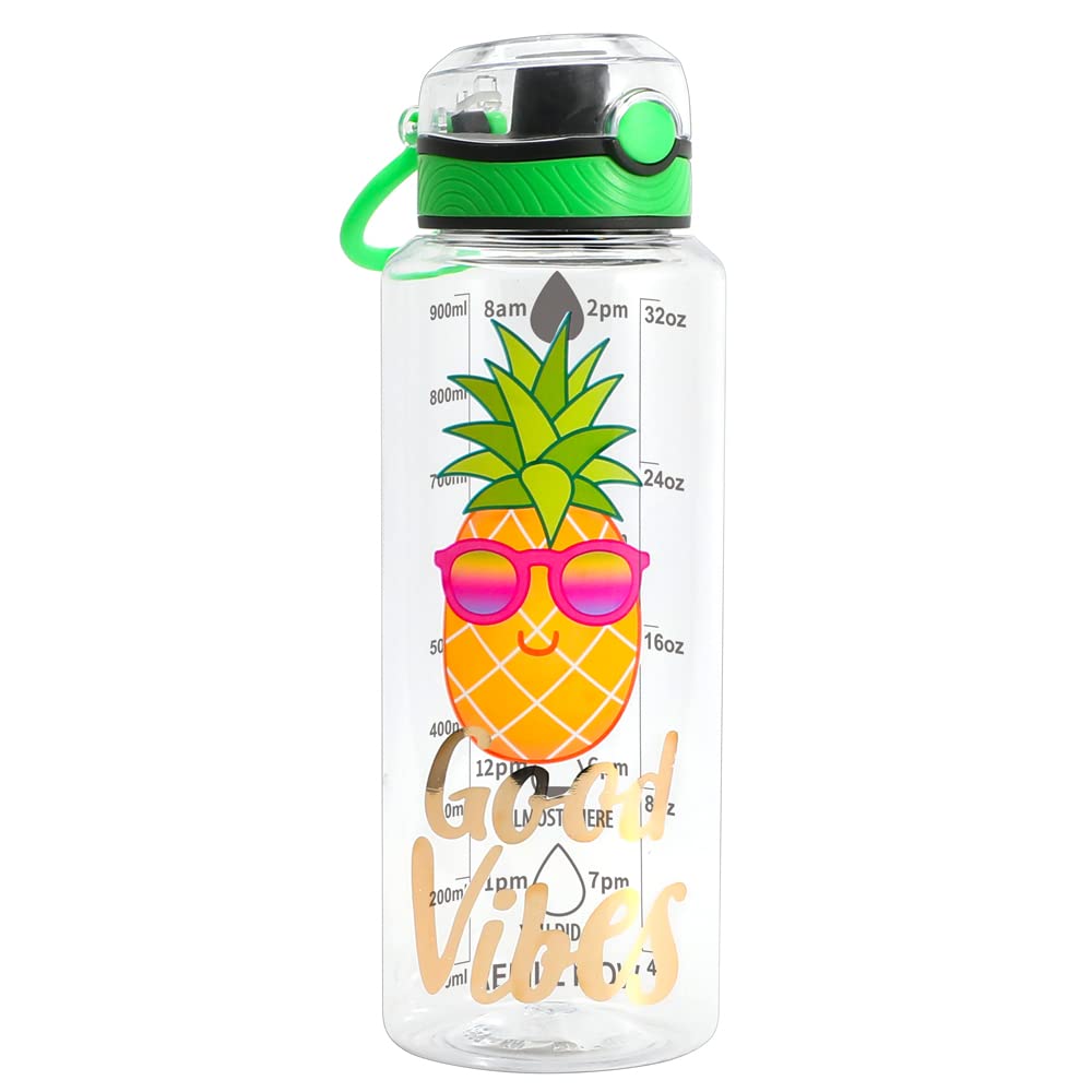 Home Tune 32oz Water Drinking Bottle - Tritan BPA Free Wide Mouth Push-Button Flip Lid Easy Open Lightweight
