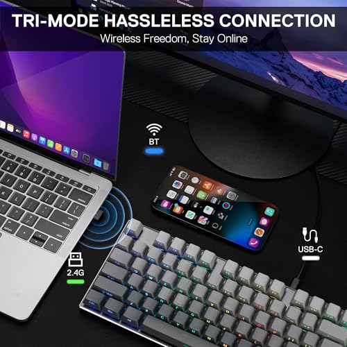 Image of Redragon K556 PRO 104 Keys Wireless RGB Gaming Keyboard, Tri-Mode Aluminum Mechanical Keyboard w /Noise Dampening Layers, Hot-Swap South-Facing RGB Socket, Gradient PBT Keycaps & Custom Linear Switch