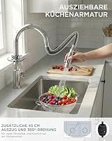 FORIOUS Niederdruckarmatur küche,Ausziehbarer Küchenarmatur,Polierter Chrom – Ansicht 4