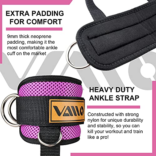 Image of VAIIO Ankle Straps for Cable Machines,Adjustable Comfort fit Neoprene, Reinforce Double D-Ring - Premium Ankle Cuffs to Improve Abdominal Muscles, Lift The Butts, Tone The Legs for Men & Women