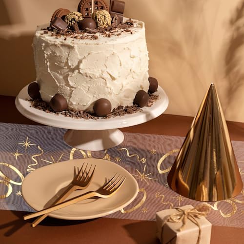 Tischläufer Geburtstag, 50 Geburtstag Deko(10m x 28cm), Tischdeko Geburtstag Tischläufer für Mann und Frau mit Schere Zuschneidbar( Gold )