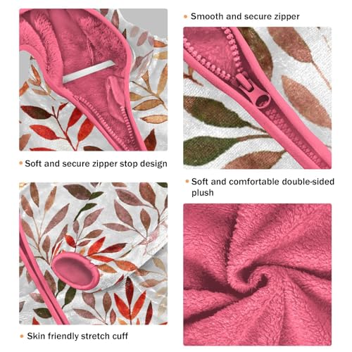 OTVEE Watercolor Autumn Leaves Kids Hoodie Jacket Fall Spring Full Zip Warm Outwear Coat3