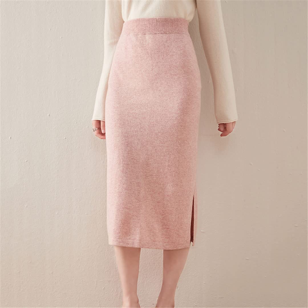Falda de Lana Dividida para Mujer, Falda de Punto de Cintura Alta, Falda de Cachemira Lisa de un Solo Paso, Falda Cruzada hasta la Cadera, otoño/Invierno (Azul Cielo XL)