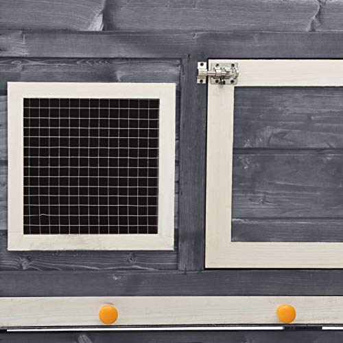 Tidyard Kaninchenstall Hasenstall Holz-Kaninchenstall mit Einer rutschsicheren Rampe Fuer kleine Tier Grau und Weiß… – Bild 8