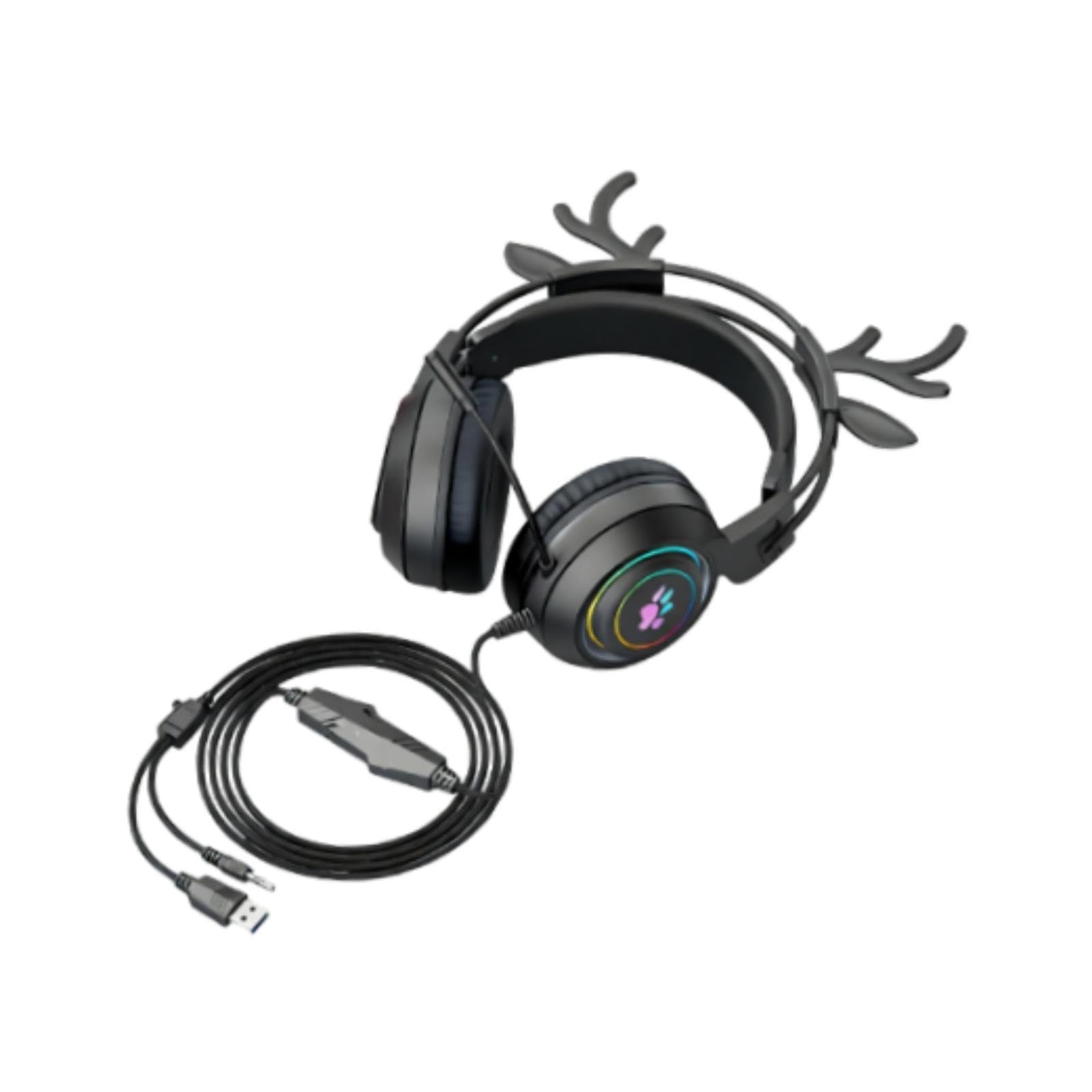Wired Gaming Headset with Microphone 3.5mm USB Lightweight for Tablet Laptop Black| Headsets|Video Games & Consoles-image-34