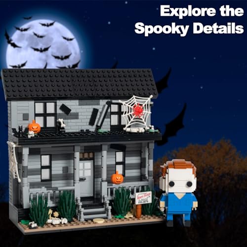 Image of Horror Movie House & Figure Building Block Set, 586-Piece Halloween Toy