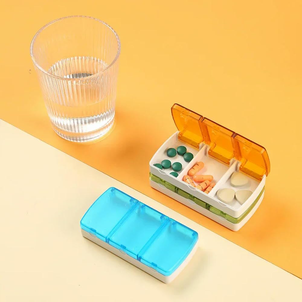 Pilulier, pilulier 7 jours, 3 compartiments, mini pilulier de voyage, conteneur for médicaments