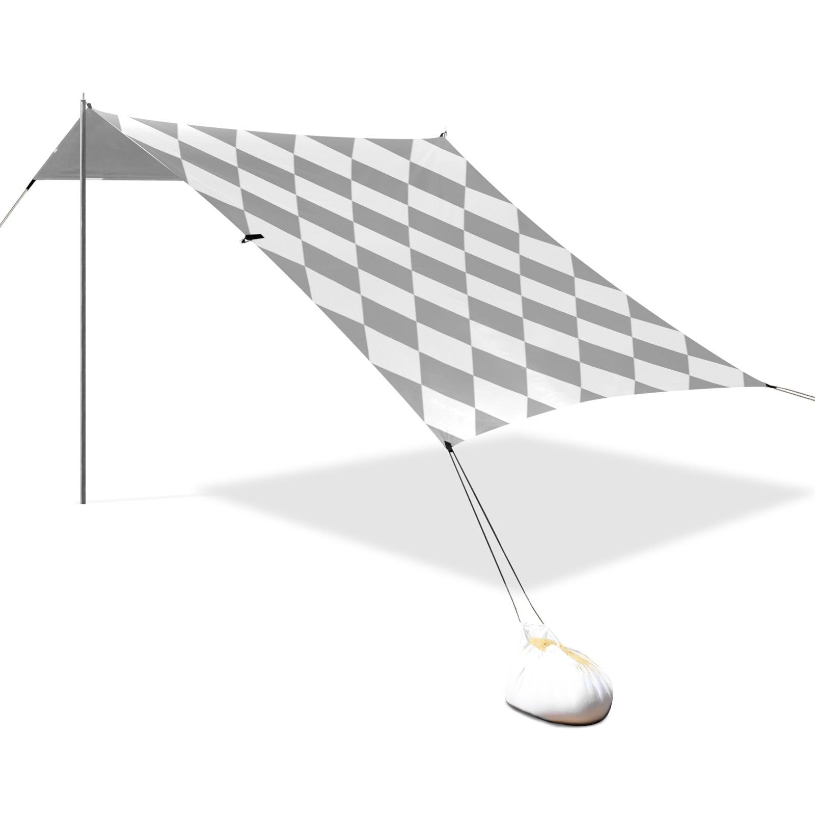 Carpa de Playa para Viajes Familiares Sombrilla con Cuadros Buffalo Plaid Gris