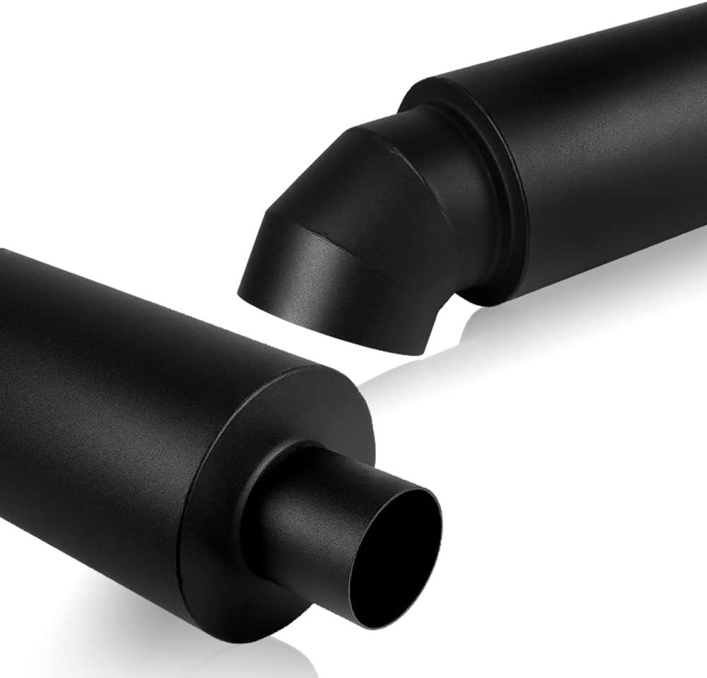 Q1-TECH, Universal 2.5" Inlet 4" Outlet Exhaust Tip Muffler Black Stainless Steel Universal 19" Length, Cutter Knife Burnt Tip, Weld On, Exhaust Muffler