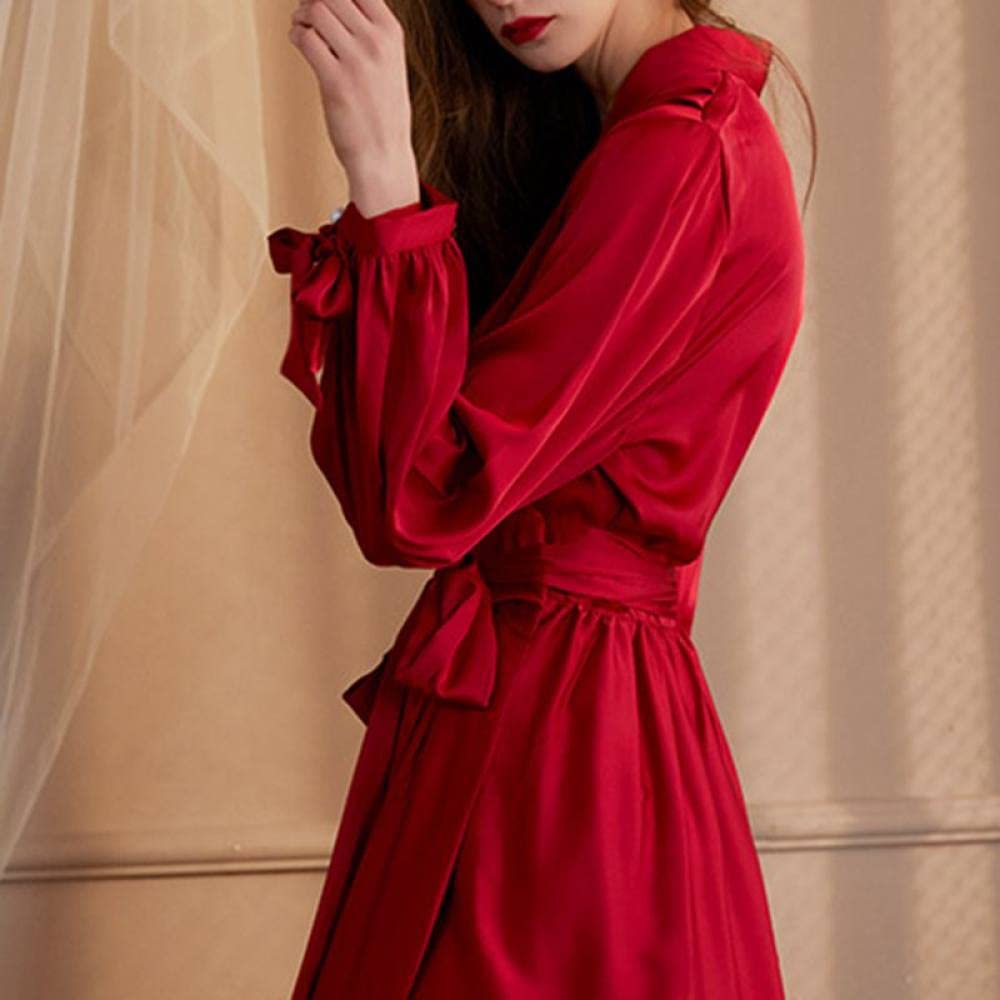 Camicia Da Notte Donna,Accappatoio In Raso Kimono Fiocco Con Lacci Abito Verde Salvia Scollo A V Vestaglia Leggera Lunga Camicia Da Notte Con Cintura Vestaglia Da Sposa Indumenti Da Notte Bademantel