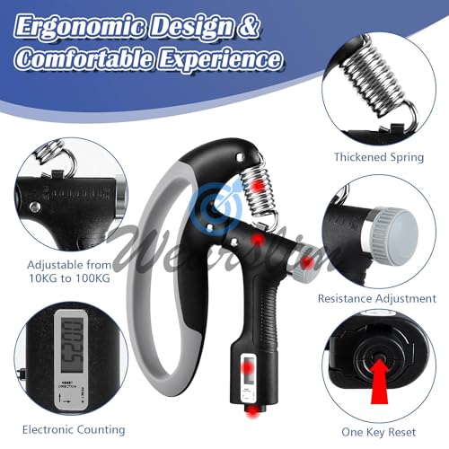 Wearslim Adjustable Hand Grip Strengthener 10-100KG - Image 6