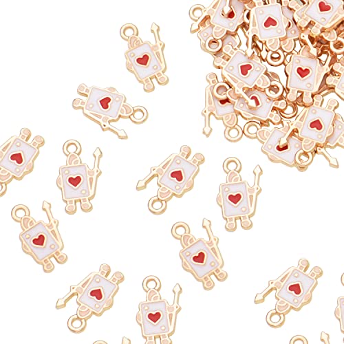 Image of Pack of 80 Poker Red Enamel Charms Gold Plated Colored Pendants Hawaii Style Accessories for Necklace Bracelet Jewelry Making DIY Crafting