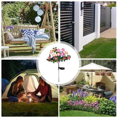Lámpara solar de jardín de azalea impermeable con encendido automático y luces LED potentes 4