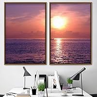 2 Piece Framed Canvas Wall Art Sunset Canvas Prints Home Artwork Decoration for Living Room,Bedroom - 16