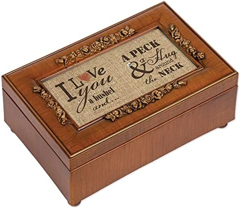 Cottage Garden Love You A Bushel Peck Petite Locket Distressed Grey Music Box Plays Light Up My Life