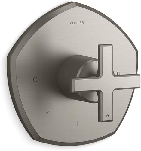 Miniatura 48 de Kohler T27042-4-BN Occasion™ Tapacubos de válvula de transferencia con manilla de palanca, níquel cepillado vibrante Vibrant Brushed Nickel,Negro