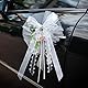 FHzytg 50 Stück Übergroße Autoschleifen Hochzeit Schleifen Hochzeit Deko Vintage Antennenschleifen, Weiß Mit Herzen Schleifen Hochzeit Auto Handgemacht Satinband für Hochzeits (33 * 16cm)