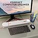 GOgroove Computer Speaker Mini Soundbar - USB Powered PC Sound Bar with Easy Setup Wired AUX, Stereo Audio, Microphone Port, Volume Control Knob, Under Monitor Design for Desktop (White)