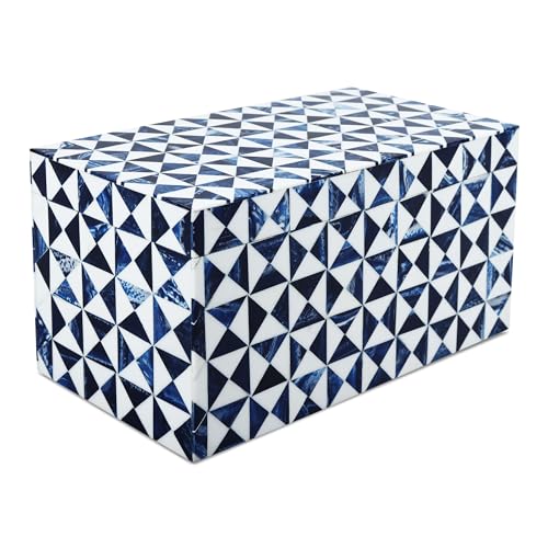 Handicrafts Home Cajas decorativas hechas a mano de 10 x 5 x 5 pulgadas, colección Marquet, organizador de almacenamiento con tapas, decoración estética, marquet índigo