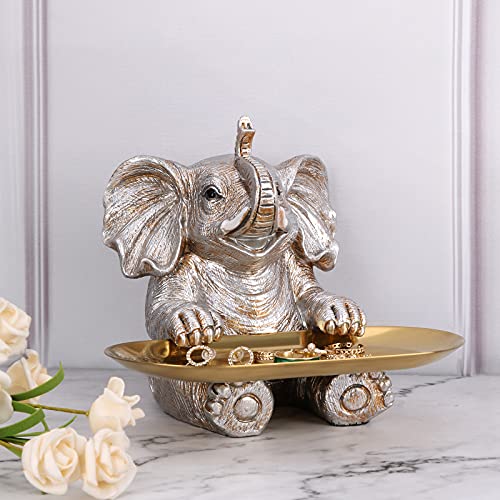 Silver Elephant Statue For Home Decor Accents Living Room Bookshelf Tv Stand Office. Trinket Dish. Retirement Appreciation Gift -Gift For Mom Boss Co-Workers, Teachers, Nurse, Friends, Wife, Sister #TOP5