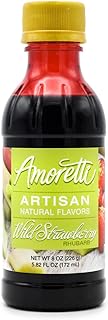 Amoretti - Natural Wild Strawberry Rhubarb Artisan Flavor Paste, 8 oz, Perfect For Ice Cream, Beverages, Cakes, and more, Preservative Free, Vegan, Gluten Free, No Artificial Sweeteners, Concentrated