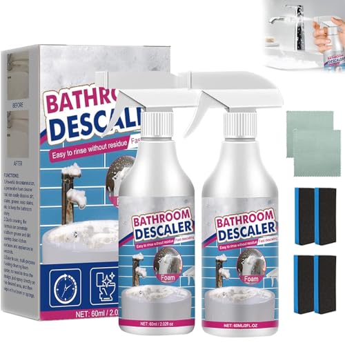 2PCS Bathroom Descaler Foam Spray 2025 New Bathroom Descaler Foam Cleaner Limescale Remover Spray Stubborn Stains Cleaners Multipurpose Foam Cleaner For Toilet Glass Sink Tub Bath Shower