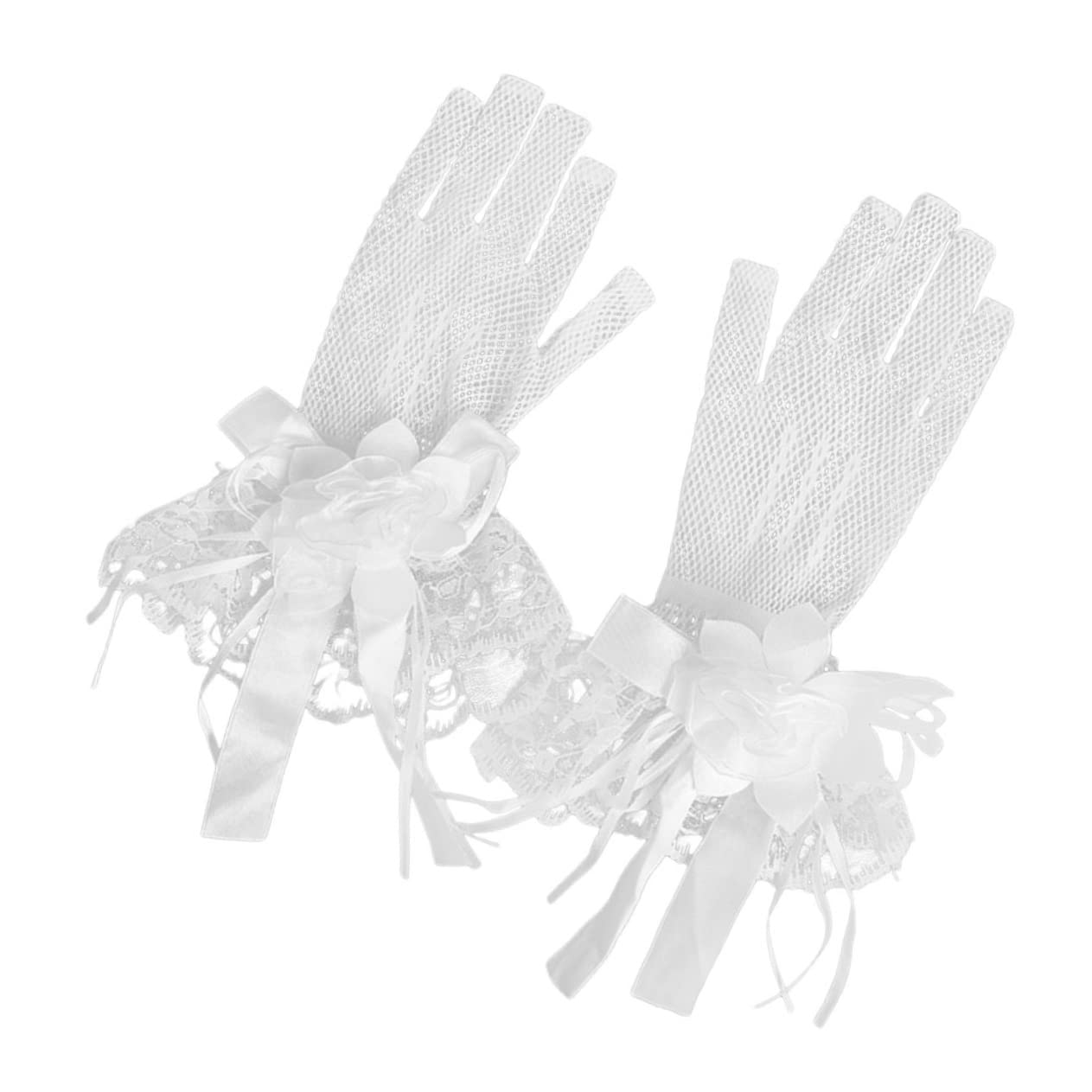 Abaodam Guantes de Boda de Encaje Floral Alta Elasticidad para Novia Eventos Elegantes