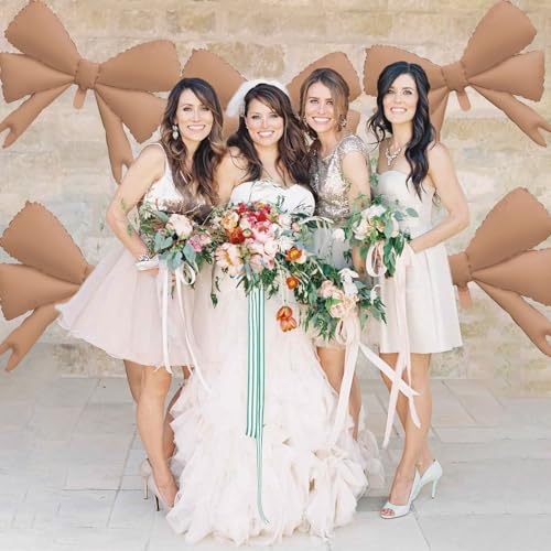 Image of 4 Pcs Large Bow Balloons, Brown Bow Balloon Coquette Balloons for Bow Party Decorations Coquette Birthday Decorations