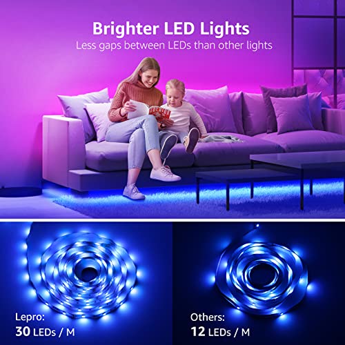 Lepro LED Strip Lights 5M Music Sync, 5050 RGB Colour Changing LED Strip with Remote, Sound Reactive, Dimmable Stick on Plug in LED Lights for Bedroom, Kitchen, Party, Teen Girl Kids Room Decor - Image 4