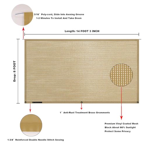 Image of RV Awning Mesh Sun Shade Screen for Motorhome Camper Trailer Sunshade