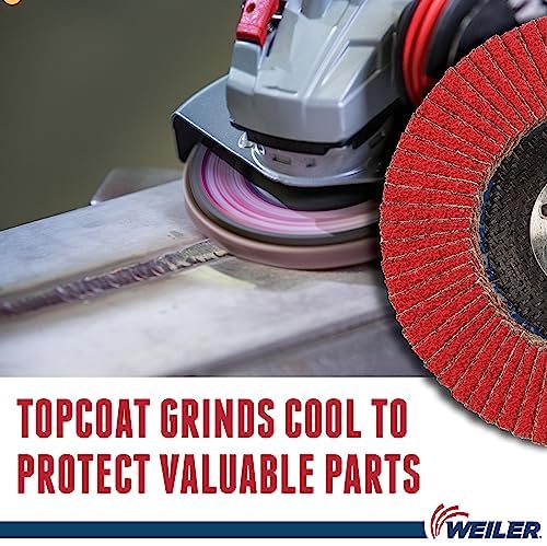 Image of Weiler 50103 Saber Tooth 7 /8 inch Arbor, 4-1 /2 inch Diameter, 80 Grit, Ceramic, Phenolic Backing, Angled Abrasive Flap Disc (Pack of 10)