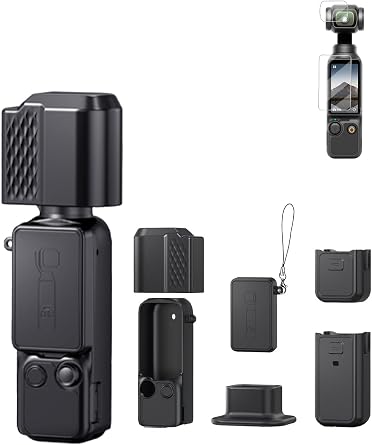 [All-in-one Set] Case for DJI Osmo Pocket 4 Camera,Soft Protective,YOONN Silicone Case All-Round Protection Handheld Camera Compatible with DJI Osmo Pocket4.-Black