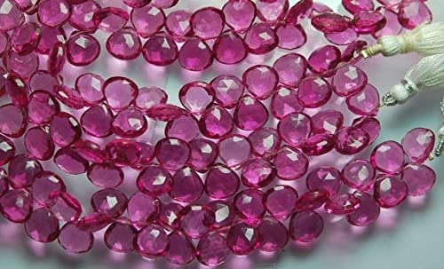 Quartz tourmaline rose perle cœur facetté 10mm fil 7 pouces pour création DIY
