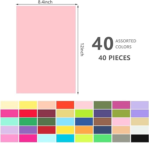 Miniatura 2 de 40 hojas de papel de seda colorido de 12 x 8.4 pulgadas, papel de regalo a granel para envolver regalos y manualidades