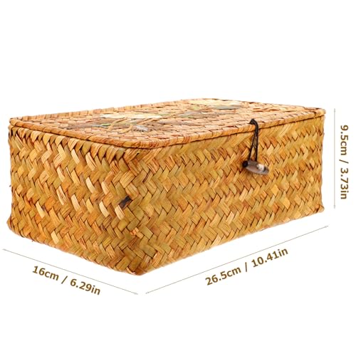 Panier tressé en herbe couvercle orange robuste et rigide multi-usage