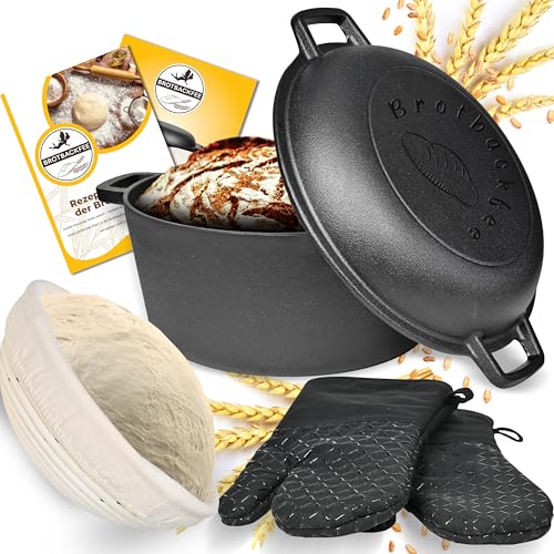 Gusseisen Topf mit Deckel Brot backen Brottopf zum backen [5 in 1...