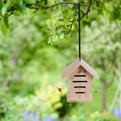 Relaxdays Marienkäferhaus 2X, Marienkäferhotel Garten, zum Aufhängen, Holz unbehandelt, Insektenhotel Marienkäfer, Natur